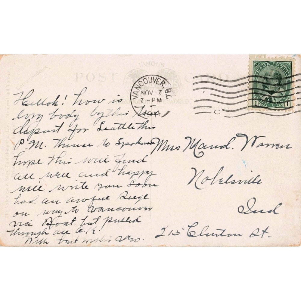 Vintage 1913 Postcard Automobile in the Big Cedar Stanley Park Vancouver BC VG - Picture 2 of 2